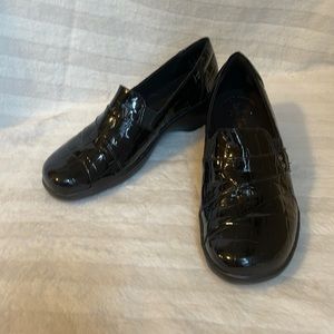 Clarks Womens 8 Gael Slip On Loafer Shoes Faux Croc Black Sz 6